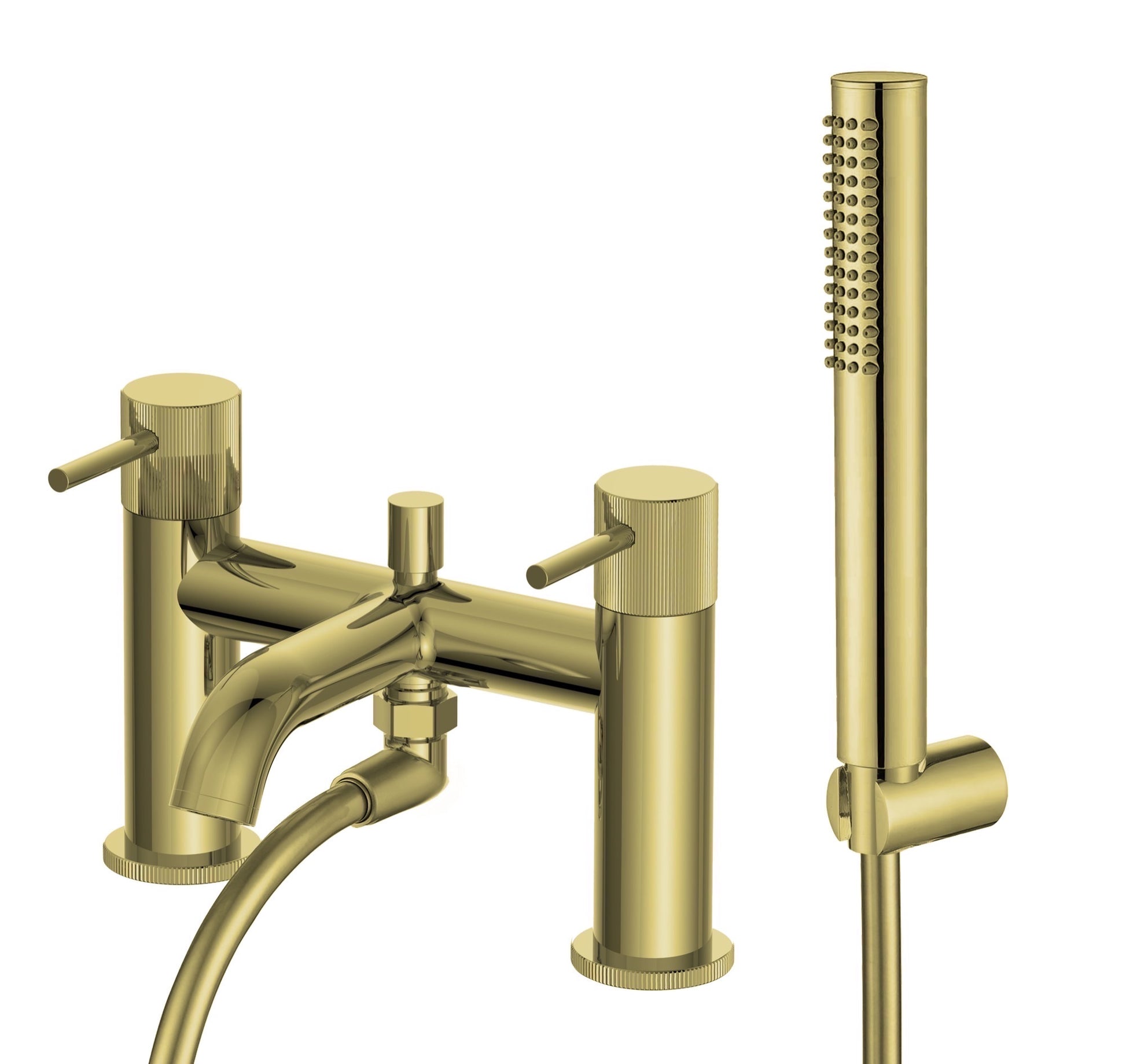 Alderley fluted bath shower mixer with shower kit - brushed brass (BT7075)