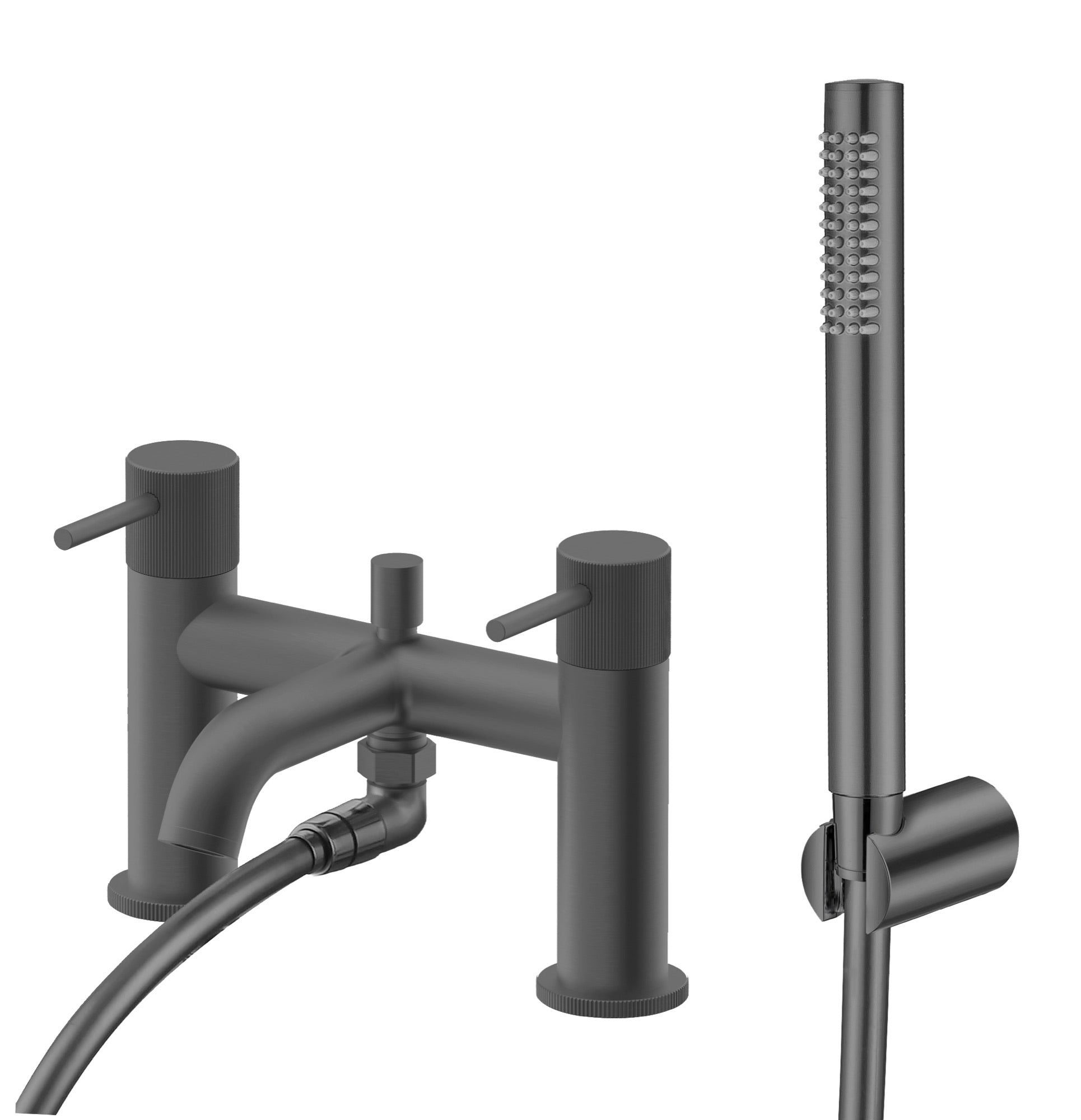 Alderley fluted bath shower mixer with shower kit - gunmetal grey (BT7078)