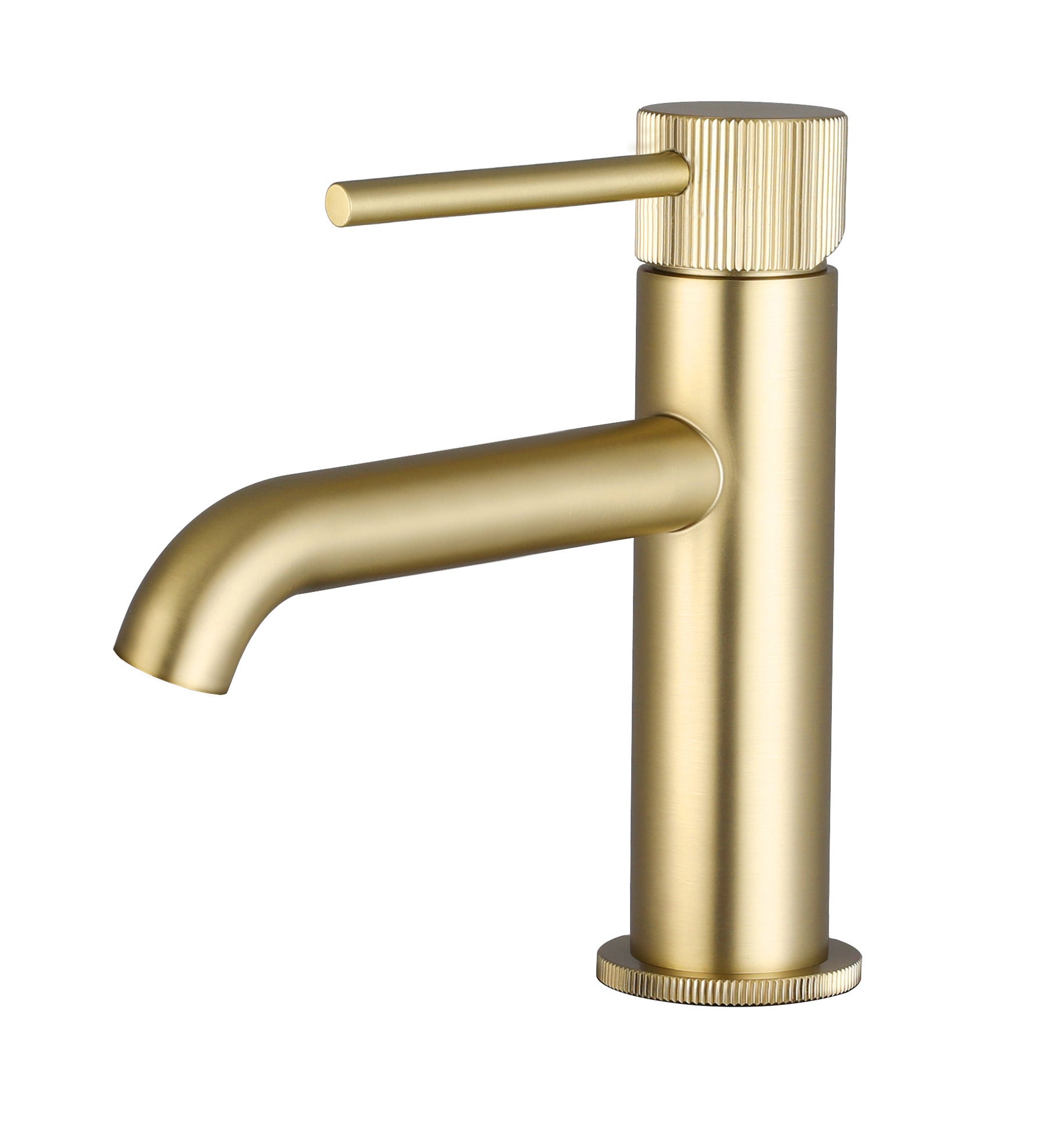 Alderley fluted cold start mono basin mixer with sprung waste - brushed brass (BT7081)