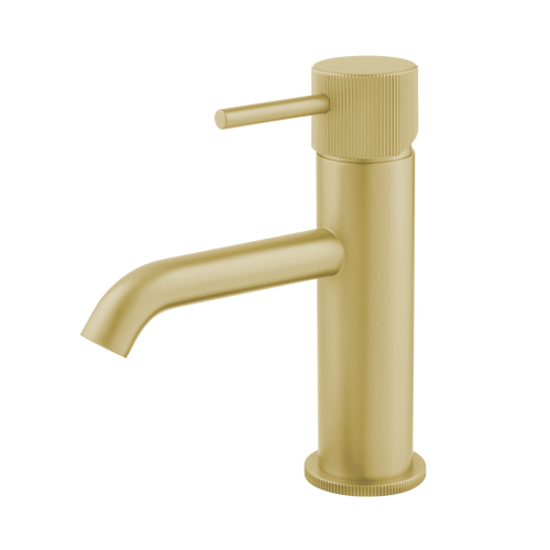 Alderley fluted cold start mono basin mixer with sprung waste - brushed gold (BT7082)
