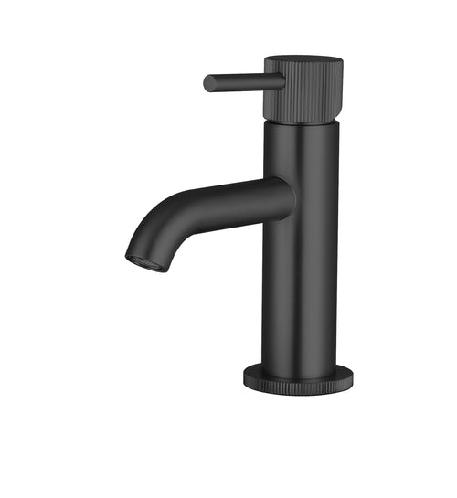 Alderley fluted mini mono basin mixer with sprung waste - matt black (BT7086)