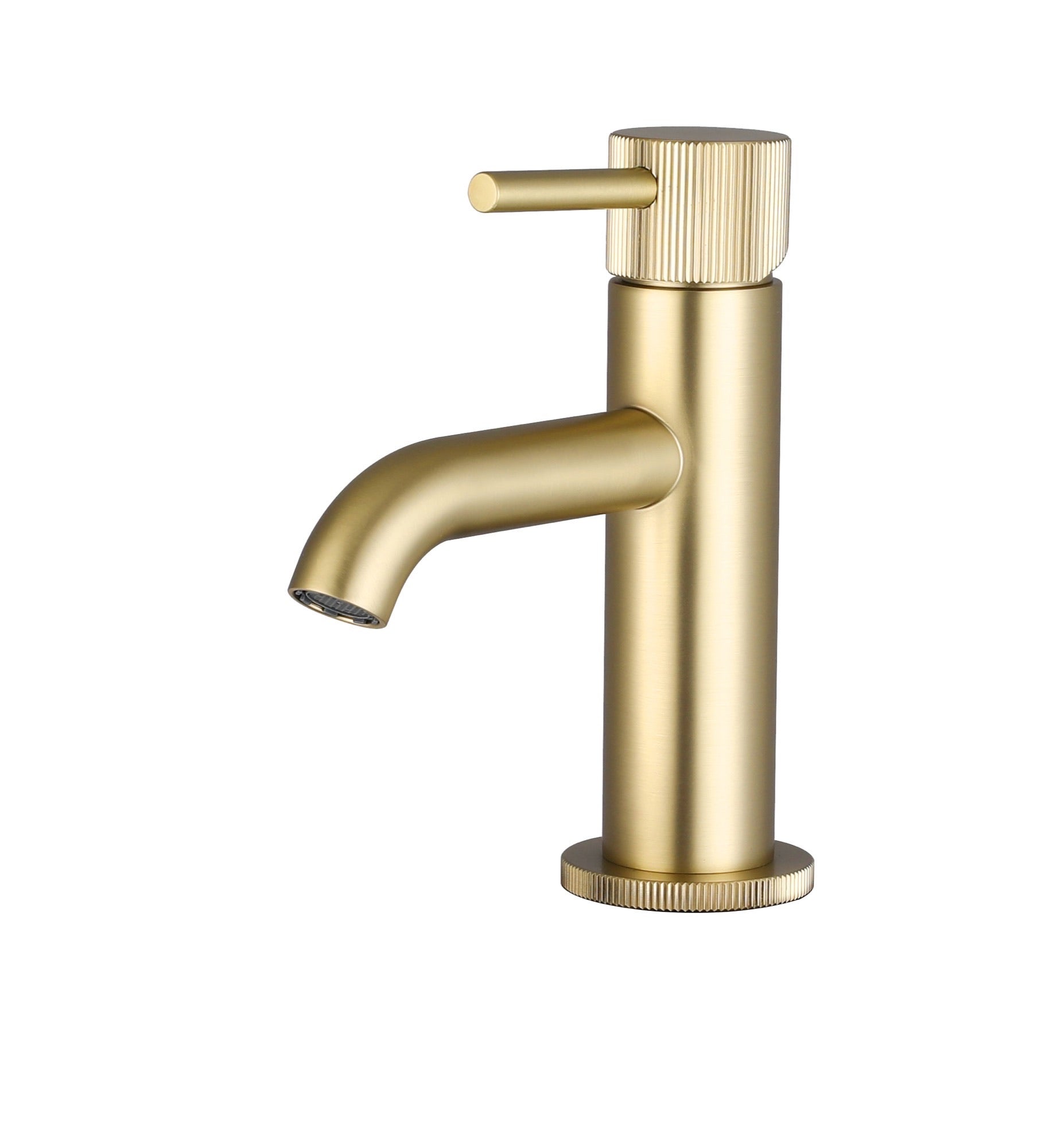Alderley fluted mini mono basin mixer with sprung waste - brushed brass (BT7087)