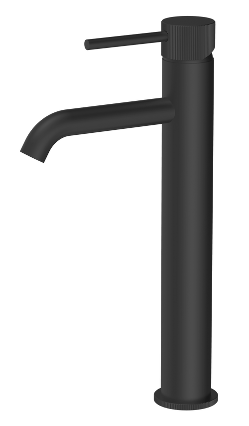 Alderley fluted cold start tall mono basin mixer - matt black (BT7092)