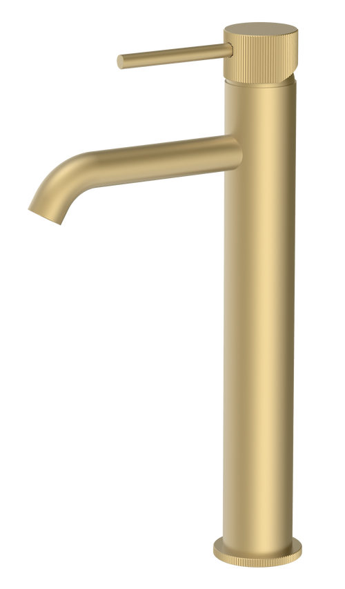 Alderley fluted cold start tall mono basin mixer - brushed gold (BT7094)