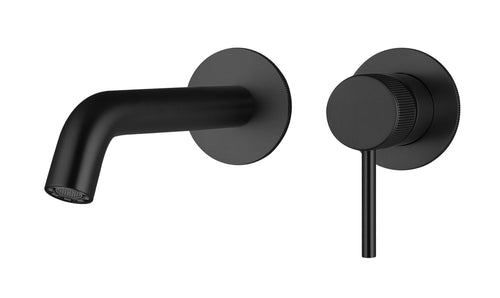 Alderley fluted wall mounted basin mixer with EZ box - matt black (BT7098)