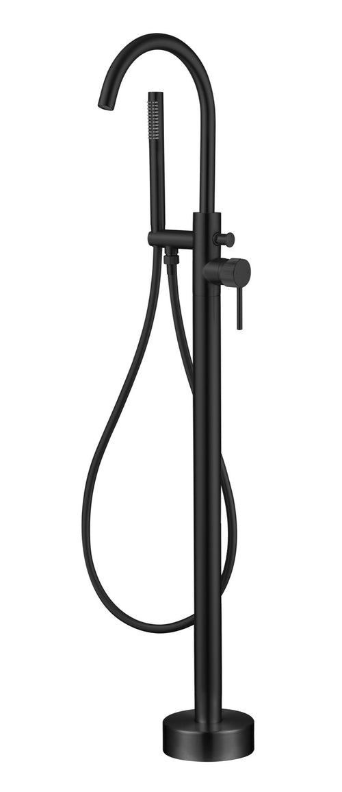 Alderley fluted freestanding bath shower mixer - matt black (BT7104)