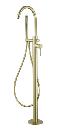Alderley fluted freestanding bath shower mixer - brushed brass (BT7105)