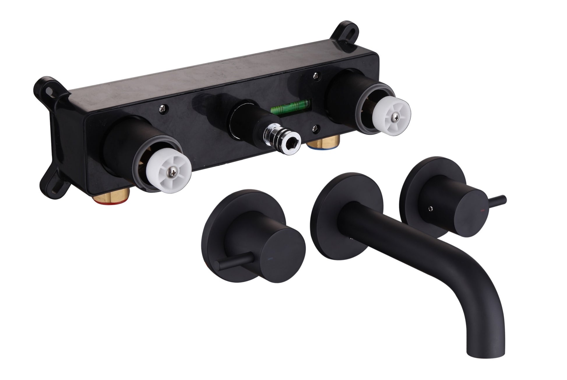 Girton wall mounted basin mixer with EZ box - matt black (BT7143)