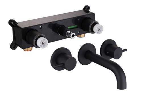 Girton wall mounted basin mixer with EZ box - matt black (BT7143)