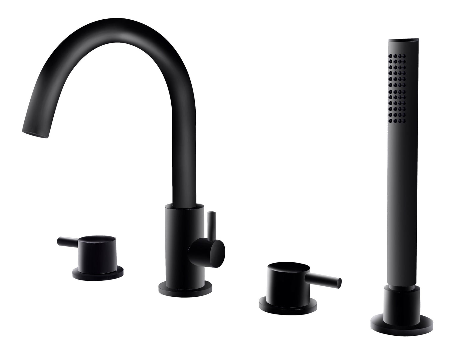 Girton 4 holes deck mounted bath shower mixer - matt black (BT7147)