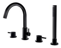 Girton 4 holes deck mounted bath shower mixer - matt black (BT7147)