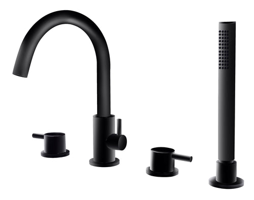 Girton 4 holes deck mounted bath shower mixer - matt black (BT7147)
