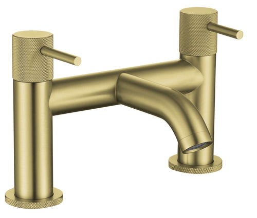 Garrick diamond knurled bath filler - brushed brass (BT7155)