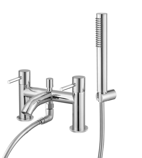 Garrick diamond knurled bath shower mixer with shower kit - chrome (BT7159)