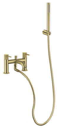 Garrick diamond knurled bath shower mixer with shower kit - brushed brass (BT7161)