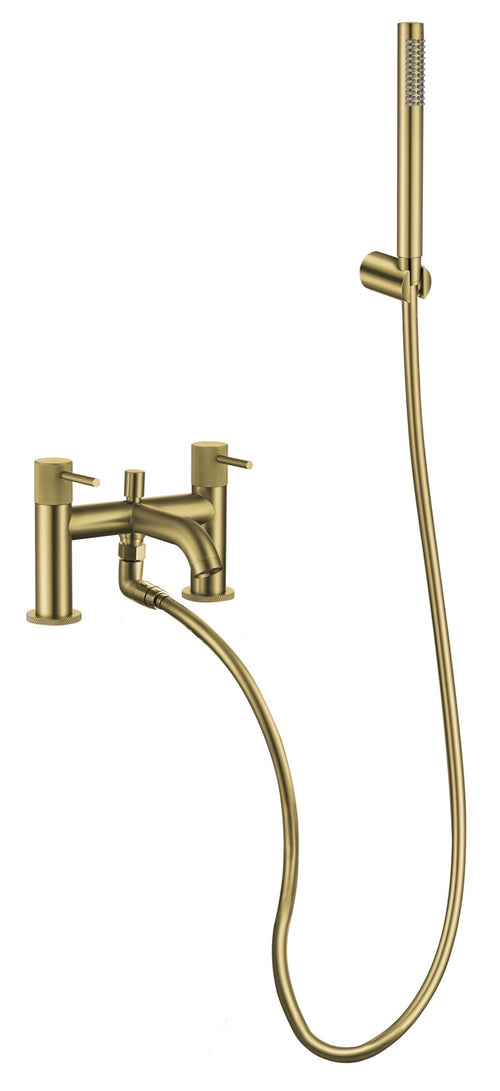 Garrick diamond knurled bath shower mixer with shower kit - brushed gold (BT7162)