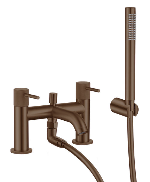Garrick diamond knurled bath shower mixer with shower kit - brushed bronze (BT7163)