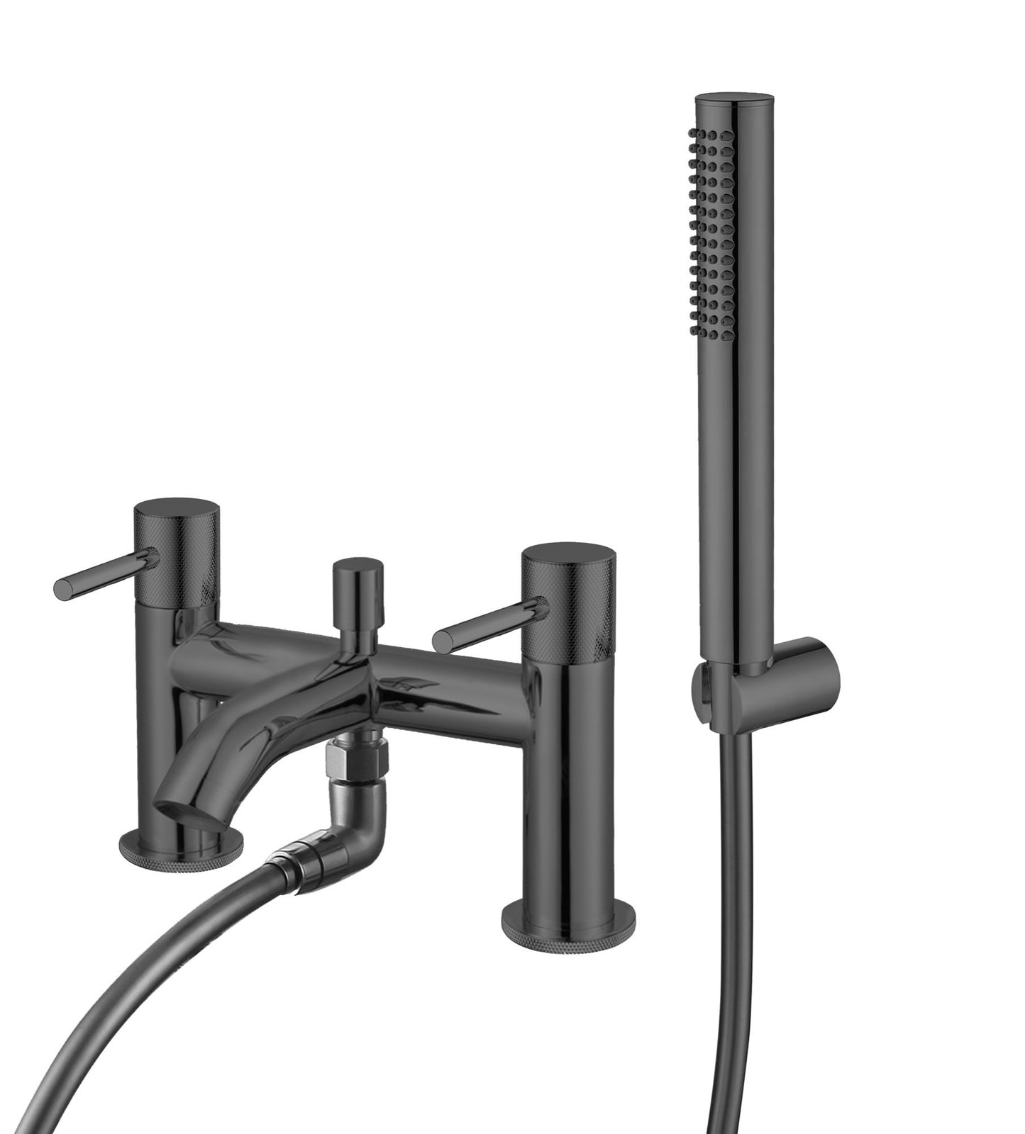 Garrick diamond knurled bath shower mixer with shower kit - gunmetal grey (BT7164)