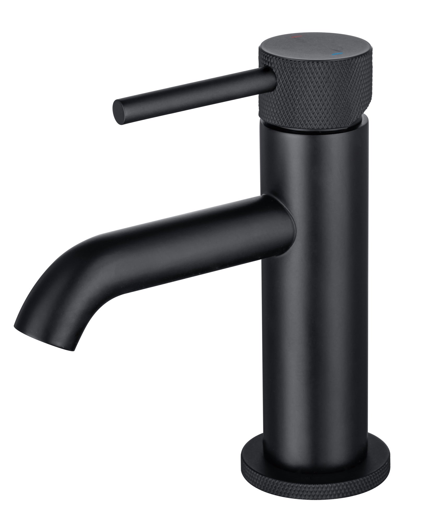 Garrick diamond knurled cold start mono basin mixer with sprung waste - matt black (BT7166)