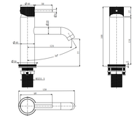 Garrick diamond knurled cold start mono basin mixer with sprung waste - matt black dimensions diagram