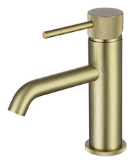 Garrick diamond knurled cold start mono basin mixer with sprung waste - brushed brass (BT7167)