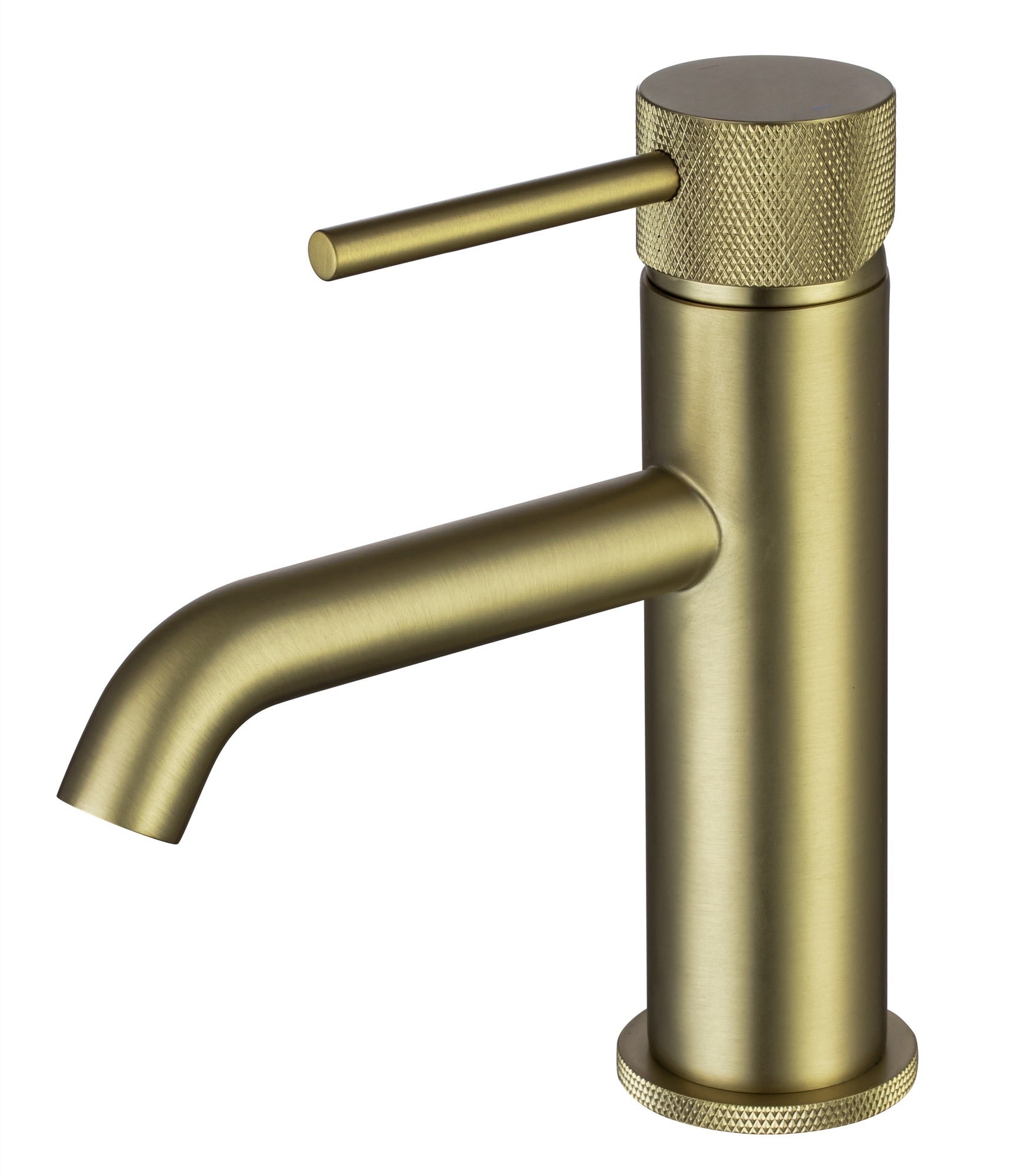 Garrick diamond knurled cold start mono basin mixer with sprung waste - brushed gold (BT7168)