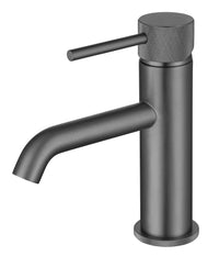 Garrick diamond knurled cold start mono basin mixer with sprung waste - gunmetal grey (BT7170)