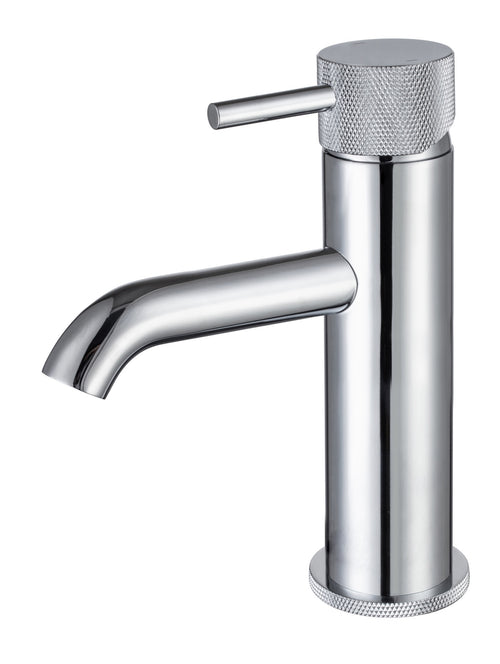 Garrick diamond knurled mini mono basin mixer with sprung waste - chrome (BT7171)