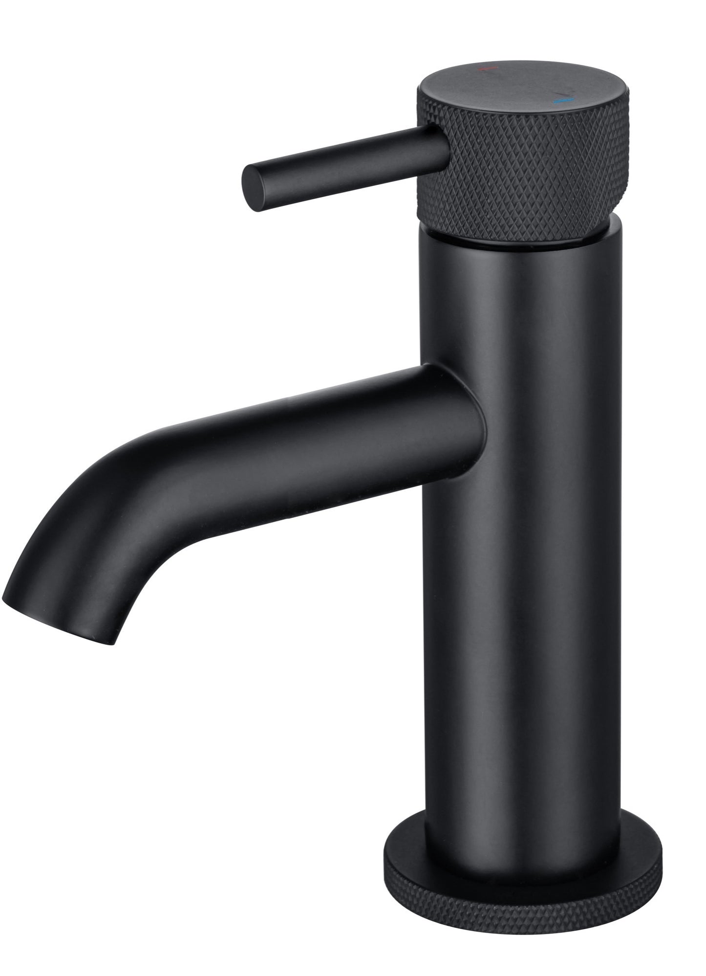 Garrick diamond knurled mini mono basin mixer with sprung waste - matt black (BT7172)