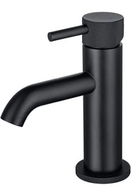 Garrick diamond knurled mini mono basin mixer with sprung waste - matt black (BT7172)