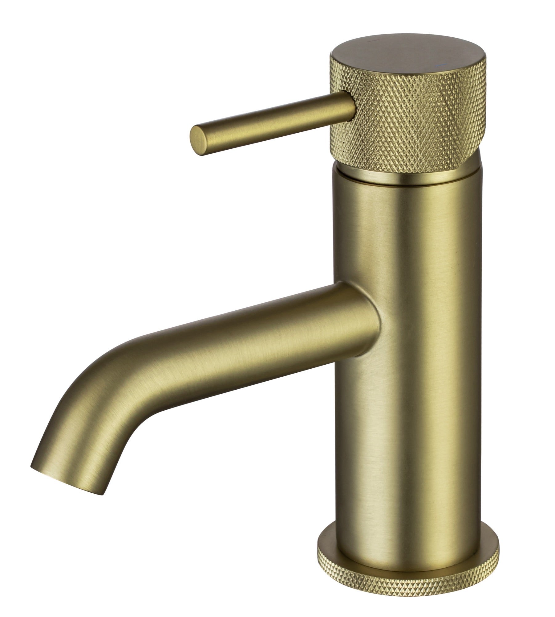 Garrick diamond knurled mini mono basin mixer with sprung waste - brushed gold (BT7174)