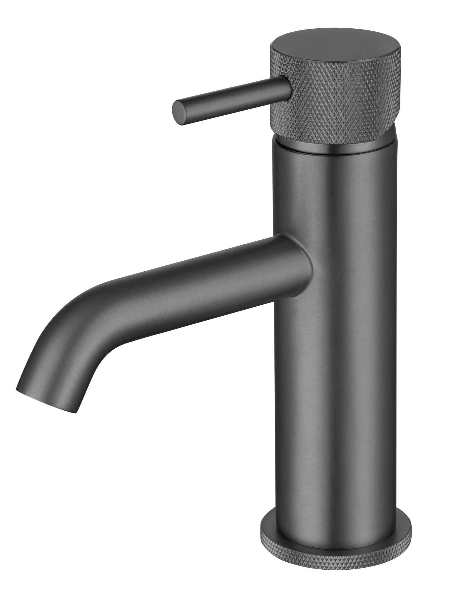 Garrick diamond knurled mini mono basin mixer with sprung waste - gunmetal grey (BT7176)