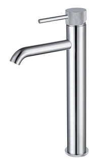 Garrick diamond knurled cold start tall mono basin mixer - chrome (BT7177)