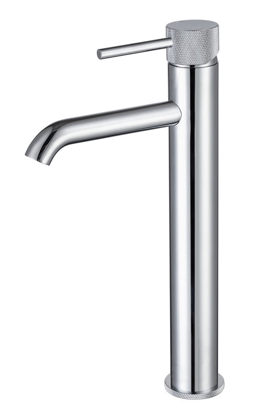 Garrick diamond knurled cold start tall mono basin mixer - chrome (BT7177)