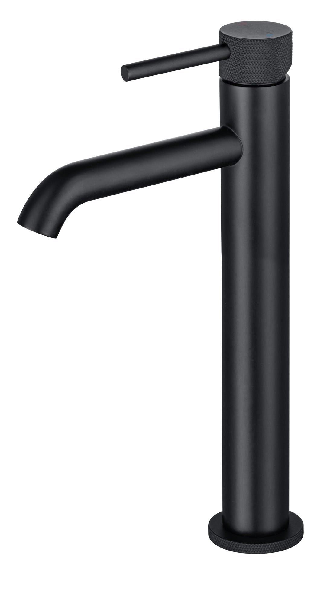 Garrick diamond knurled cold start tall mono basin mixer - matt black (BT7178)