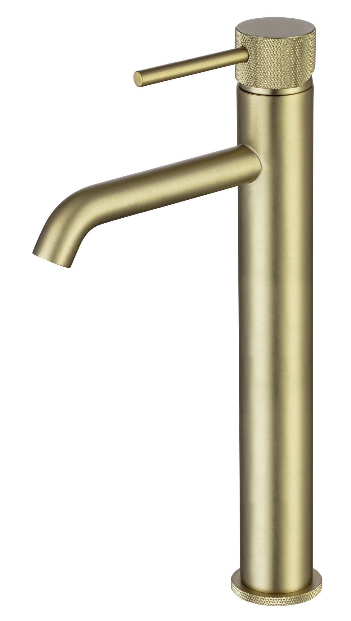 Garrick diamond knurled cold start tall mono basin mixer - brushed brass (BT7179)