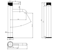 Garrick diamond knurled cold start tall mono basin mixer - brushed brass dimensions diagram