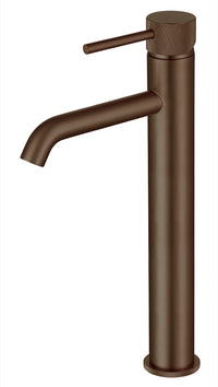 Garrick diamond knurled cold start tall mono basin mixer - brushed bronze (BT7181)