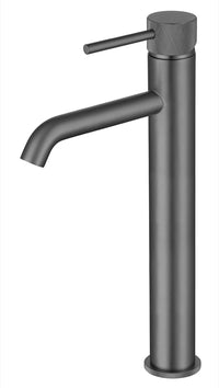 Garrick diamond knurled cold start tall mono basin mixer - gunmetal grey (BT7182)