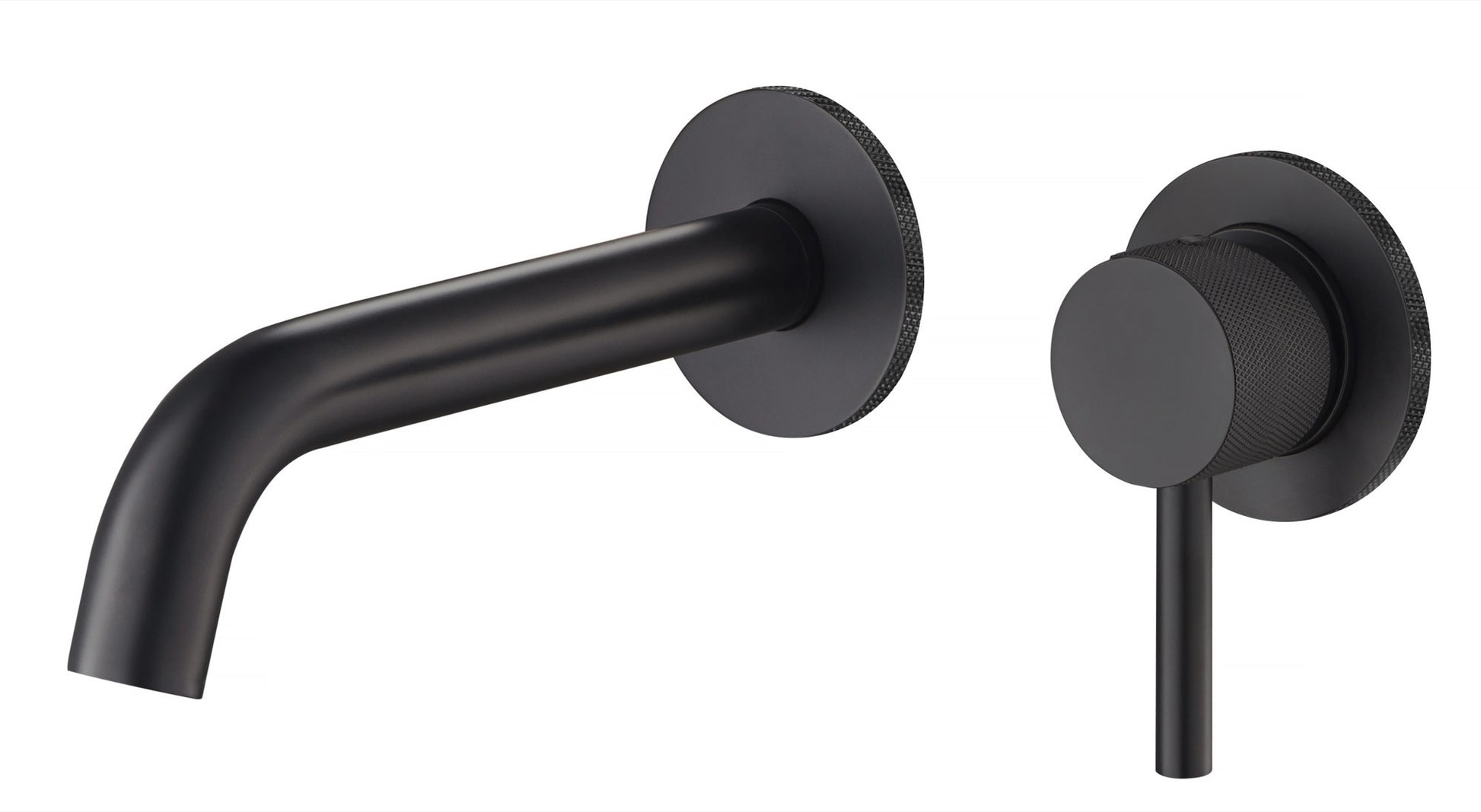 Garrick diamond knurled wall mounted basin mixer with EZ box - matt black (BT7184)