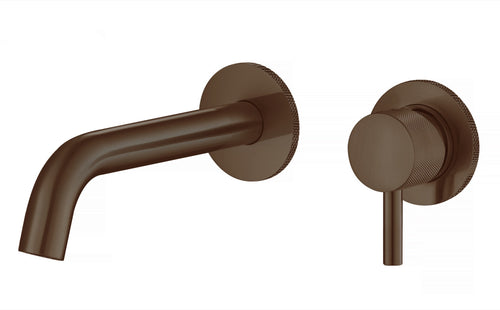 Garrick diamond knurled wall mounted basin mixer with EZ box - brushed bronze (BT7187)