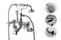 Wenlock wall mounted bath shower mixer with shower kit - chrome (BT7227)