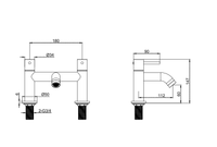 Cawood Deck Mounted Bath Filler - Matt Black dimensions diagram