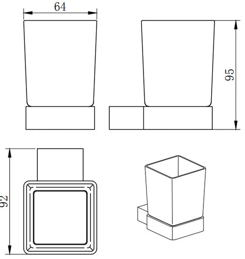 Denby Soap dish & holder - Matt Black dimensions diagram