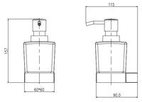 Denby Soap dispenser and holder - Chrome dimensions diagram