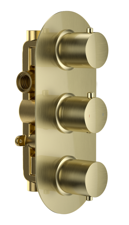 Brancaster Brushed Gold Two outlet concealed thermostatic mixer valve - Brushed Gold (BT8094)