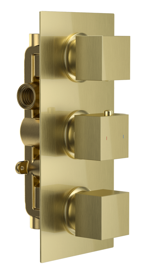 Brancaster Brushed Gold Two outlet concealed thermostatic mixer valve - Brushed Gold (BT8095)