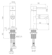 Fenwick Mini mono basin mixer - Chrome dimensions diagram