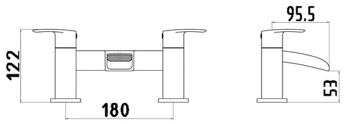 Hartcliffe Bath Filler - Chrome dimensions diagram