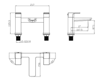 Harwich Deck Mounted Bath Filler - Matt Black dimensions diagram